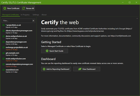 Certify Certificate Manager